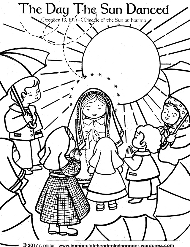The day the sun danced the miracle of the sun â immaculate heart coloring pages