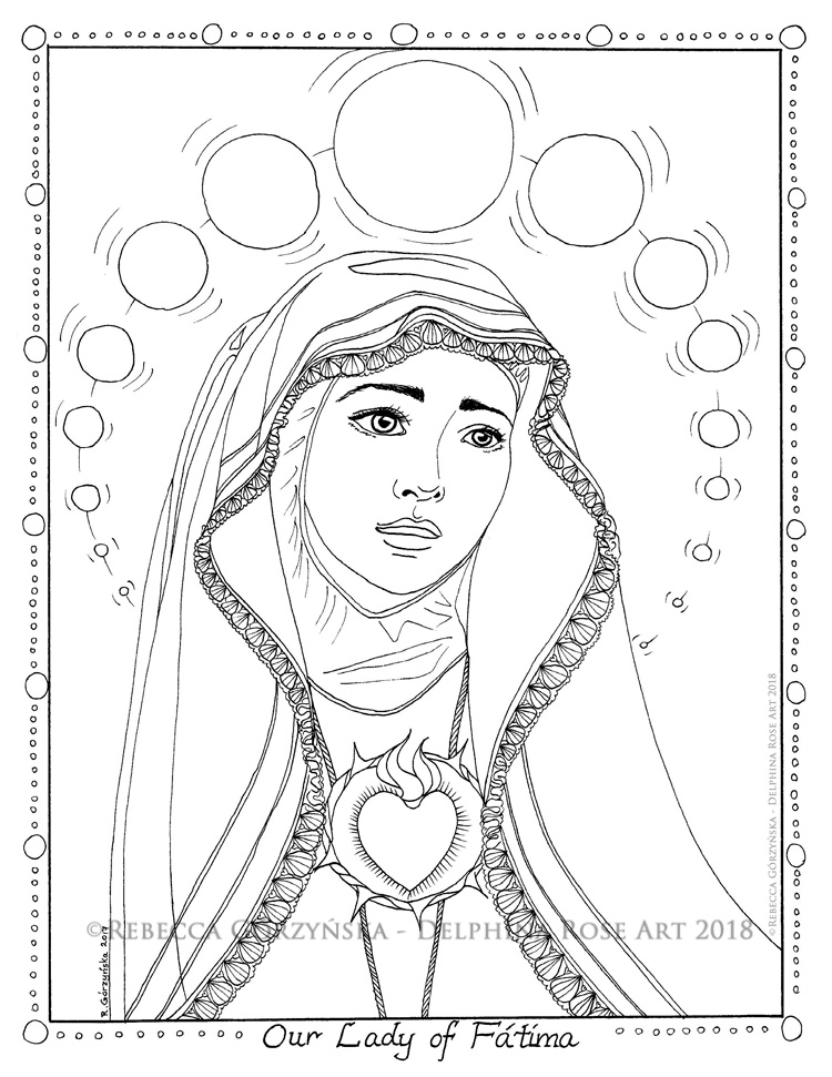 Our lady of fatima â catholic coloring page â delphina rose art