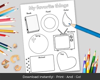 My favorite things sheet home school preschool kindergarten worksheets homeschool activities coloring page kindergarten printables