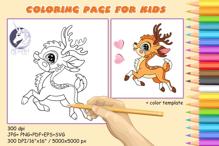 Cute fawn coloring page for kids