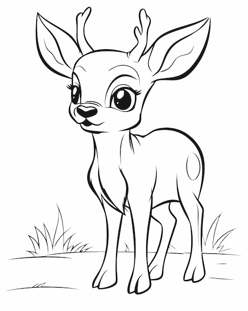 Premium vector a baby fawn coloring page for kids