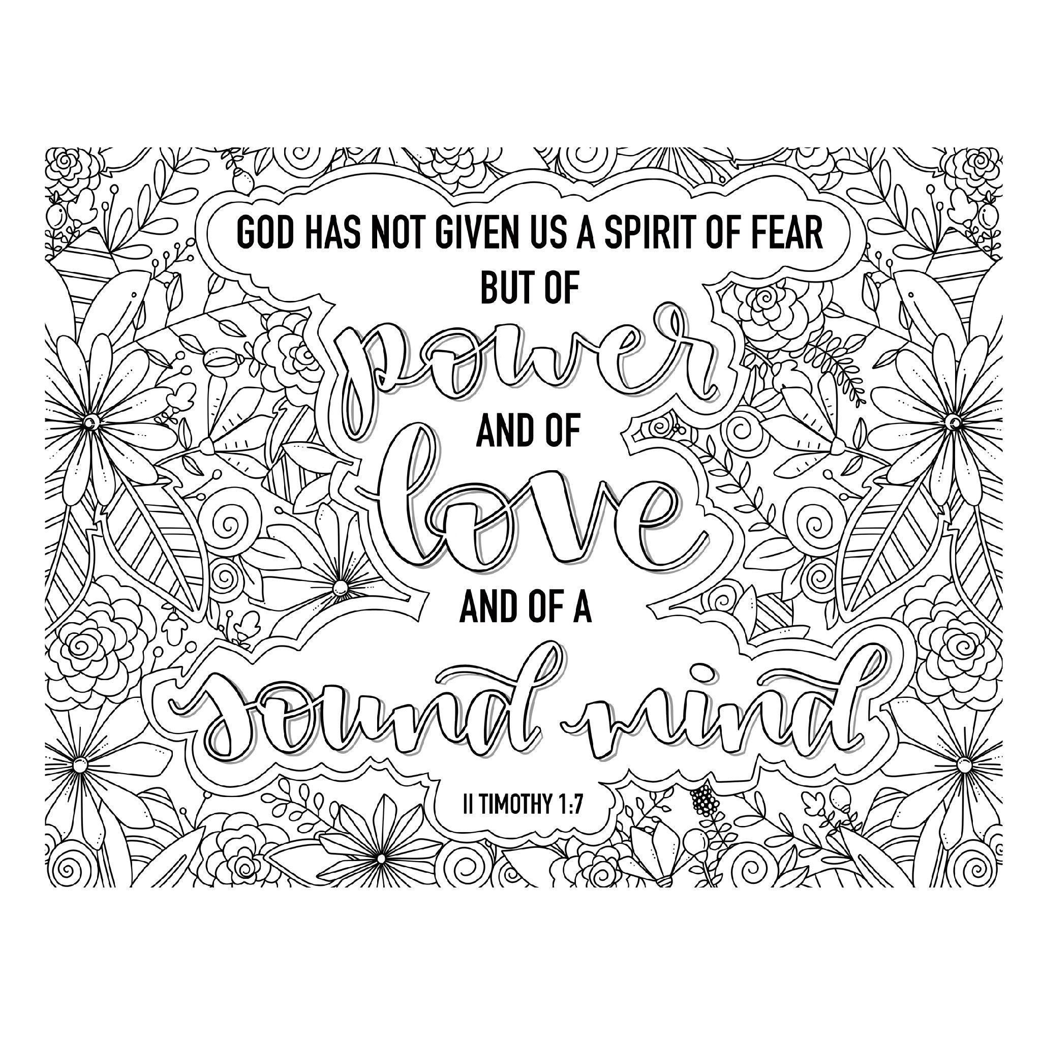 Coloring page digital download ii timothy bible verse coloring page custom coloring page god did not give you a spirit of fear