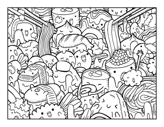 Food coloring page food printable coloring pages digital download coloring book pages print from home page food lover gift