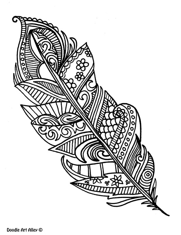 Feather coloring pages