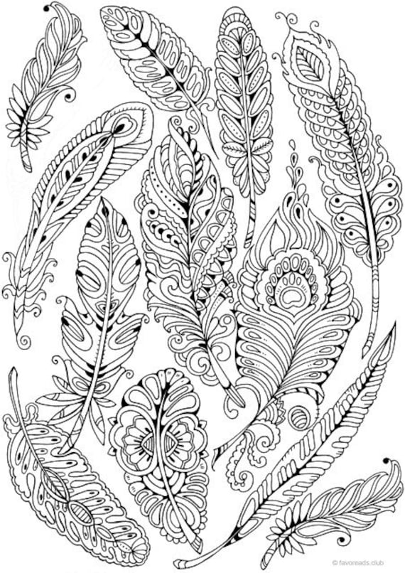 Feathers printable adult coloring page from favoreads coloring book pages for adults and kids coloring sheets coloring designs