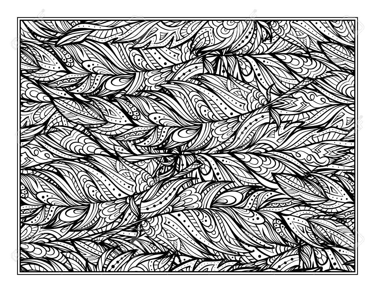 Feathers pattern coloring page for art therapy royalty free svg cliparts vectors and stock illustration image