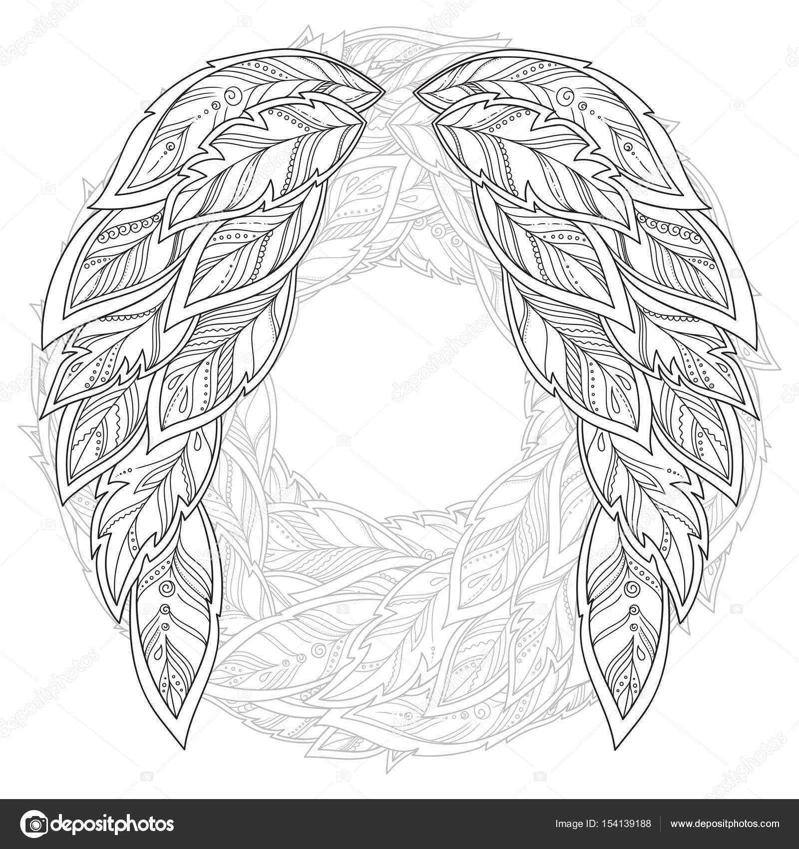 Wings feather pattern for coloring book stock vector by karpenyuk