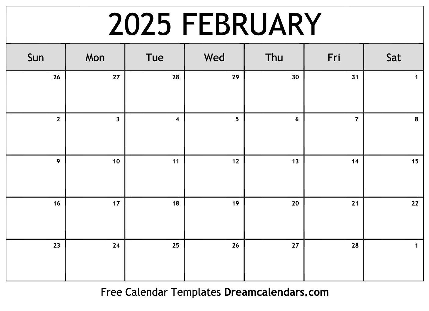 February calendar free blank printable with holidays