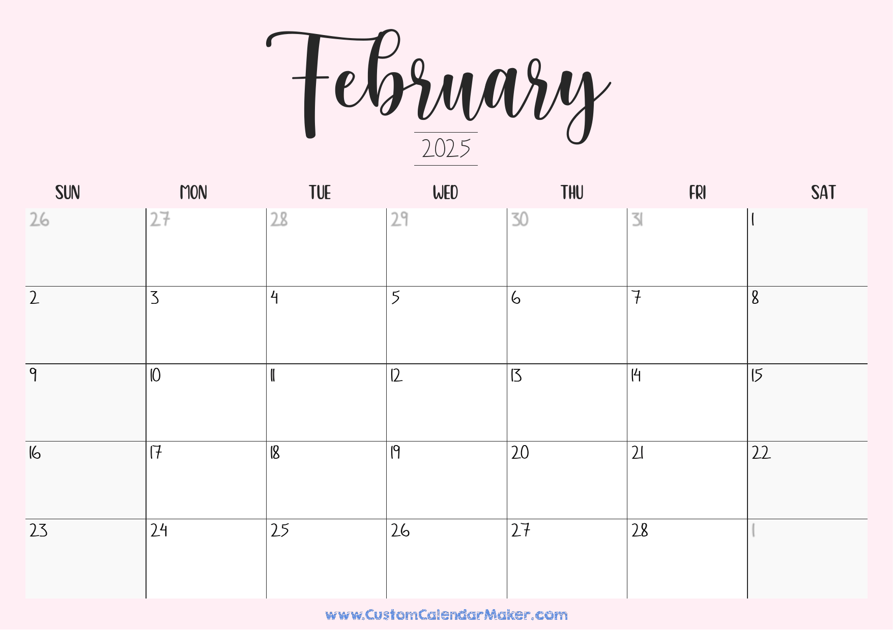 February printable calendar free templates pdf