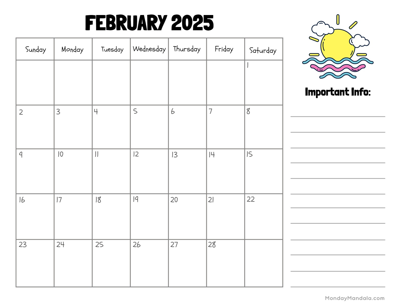 February calendar free pdf printables