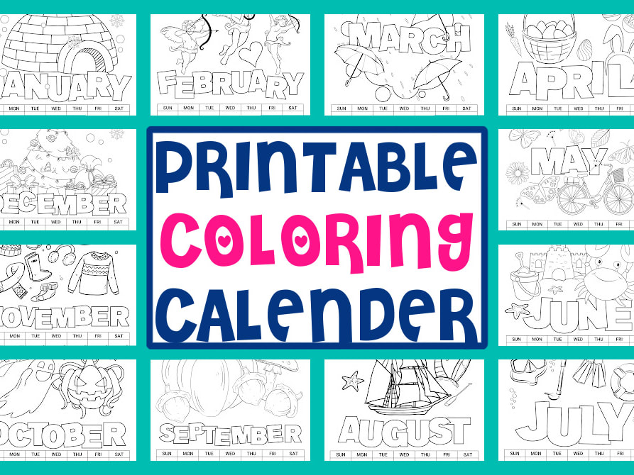 Printable coloring calendar for kids