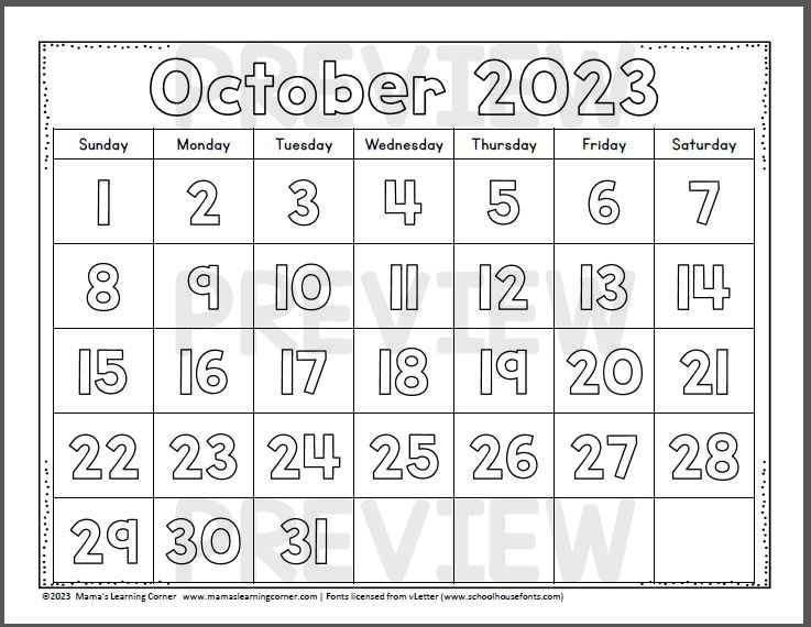 Monthly calendars