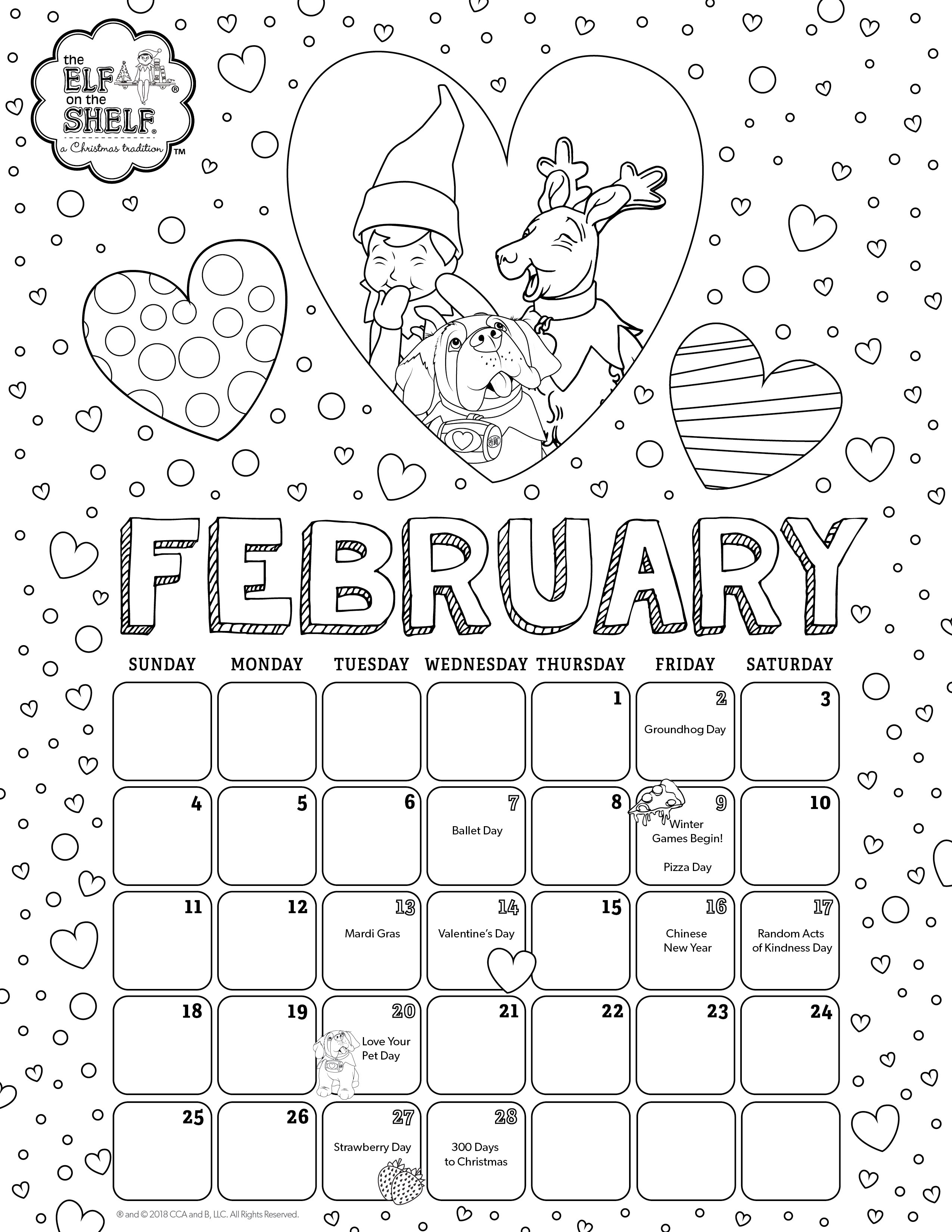 Elfontheshelf on x free printable february coloring calendar right click the calendar choose save asâ once its saved to your puter you open it and print it from there httpstcoiwgbijnna