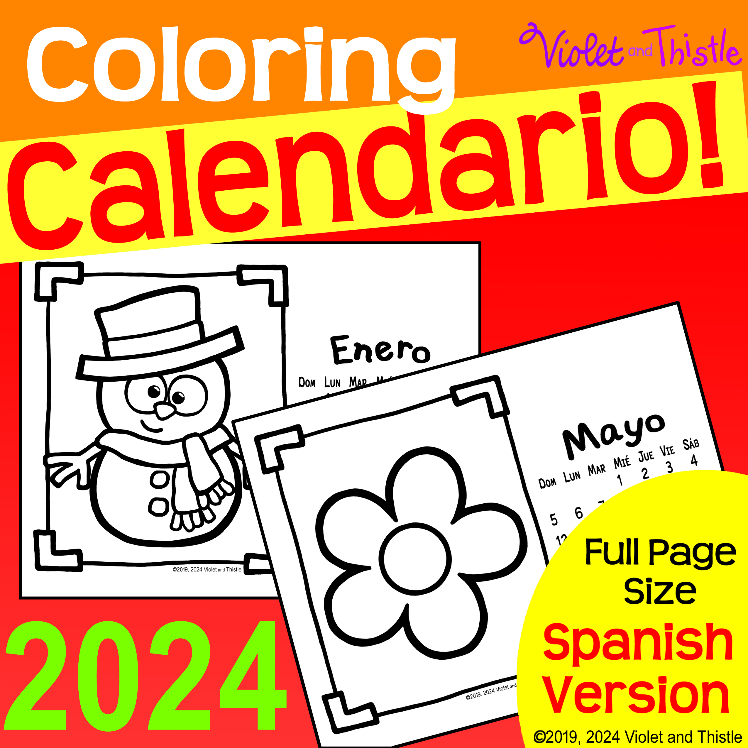 Coloring calendar calendario spanish printable to color parent christmas gift for parent spcl made by teachers