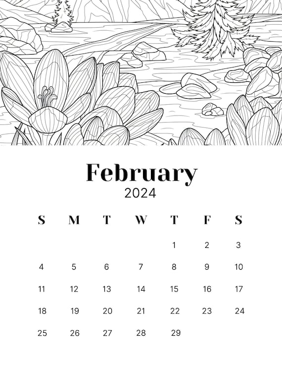 Monthly calendar coloring pages adult coloring pages stress relieve art therapy standing calendar download now