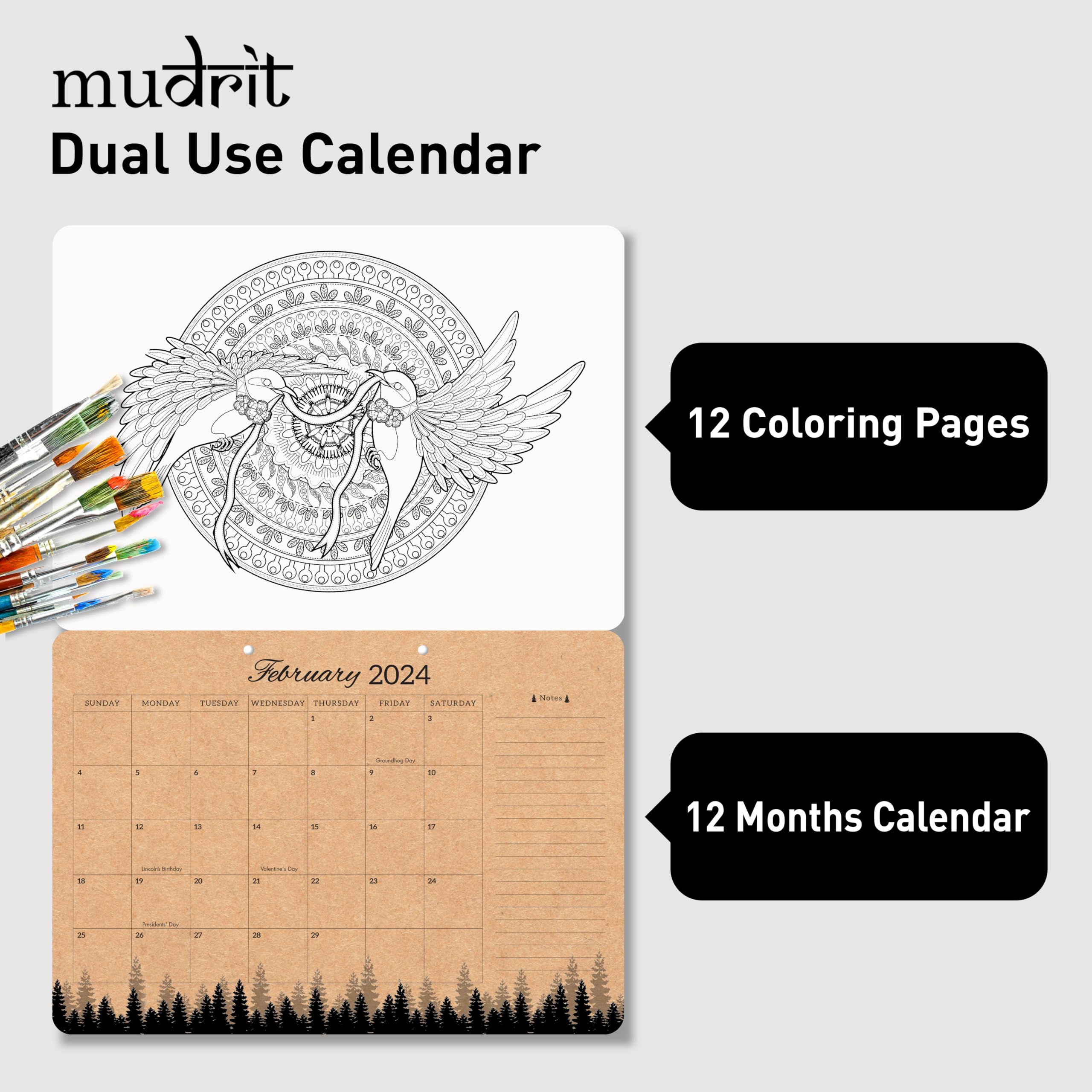 Mudrit desk calendar kraft large pages x monthly wall calendar jan