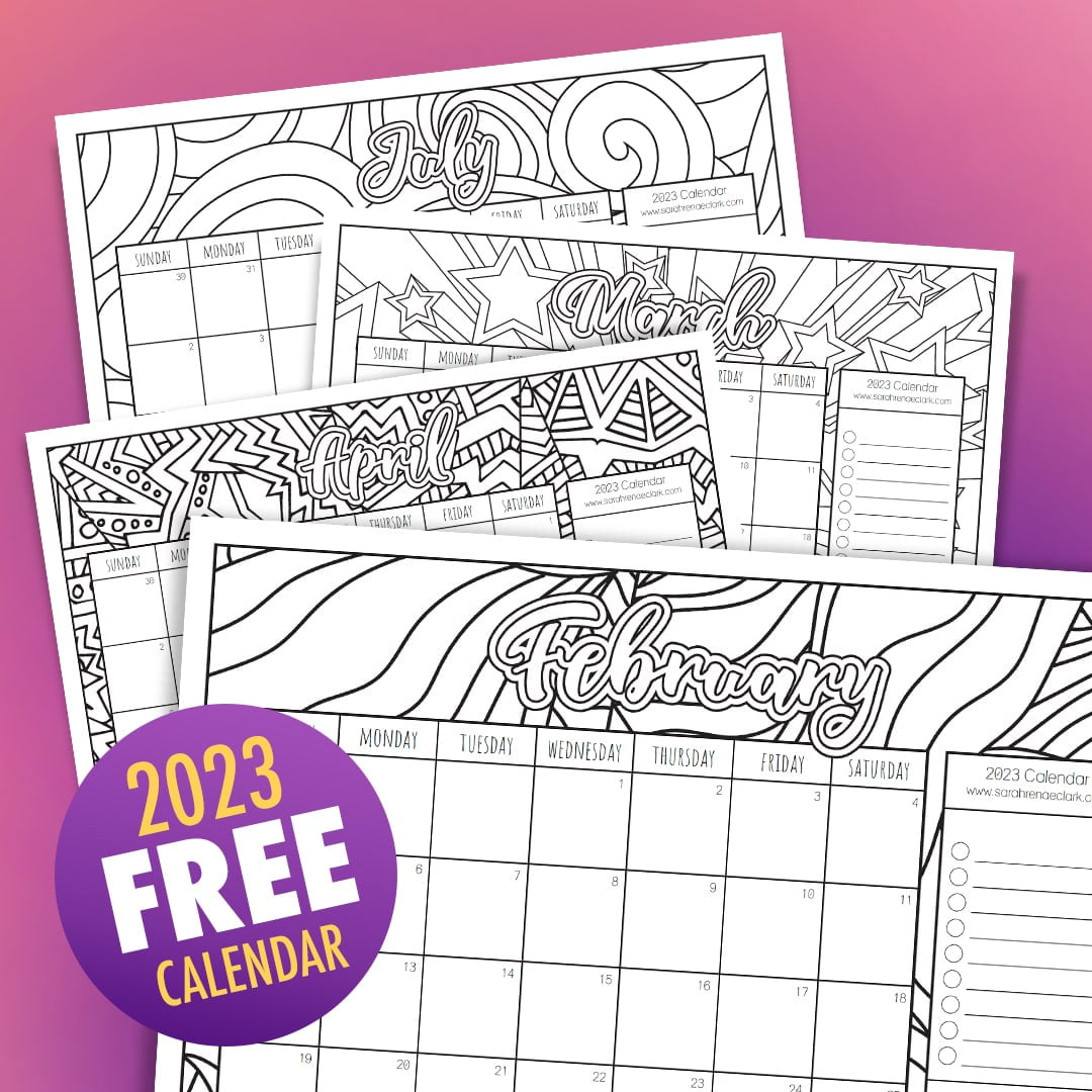 Free printable coloring calendar