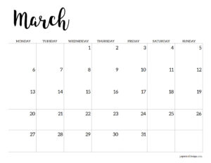 Free printable calendar