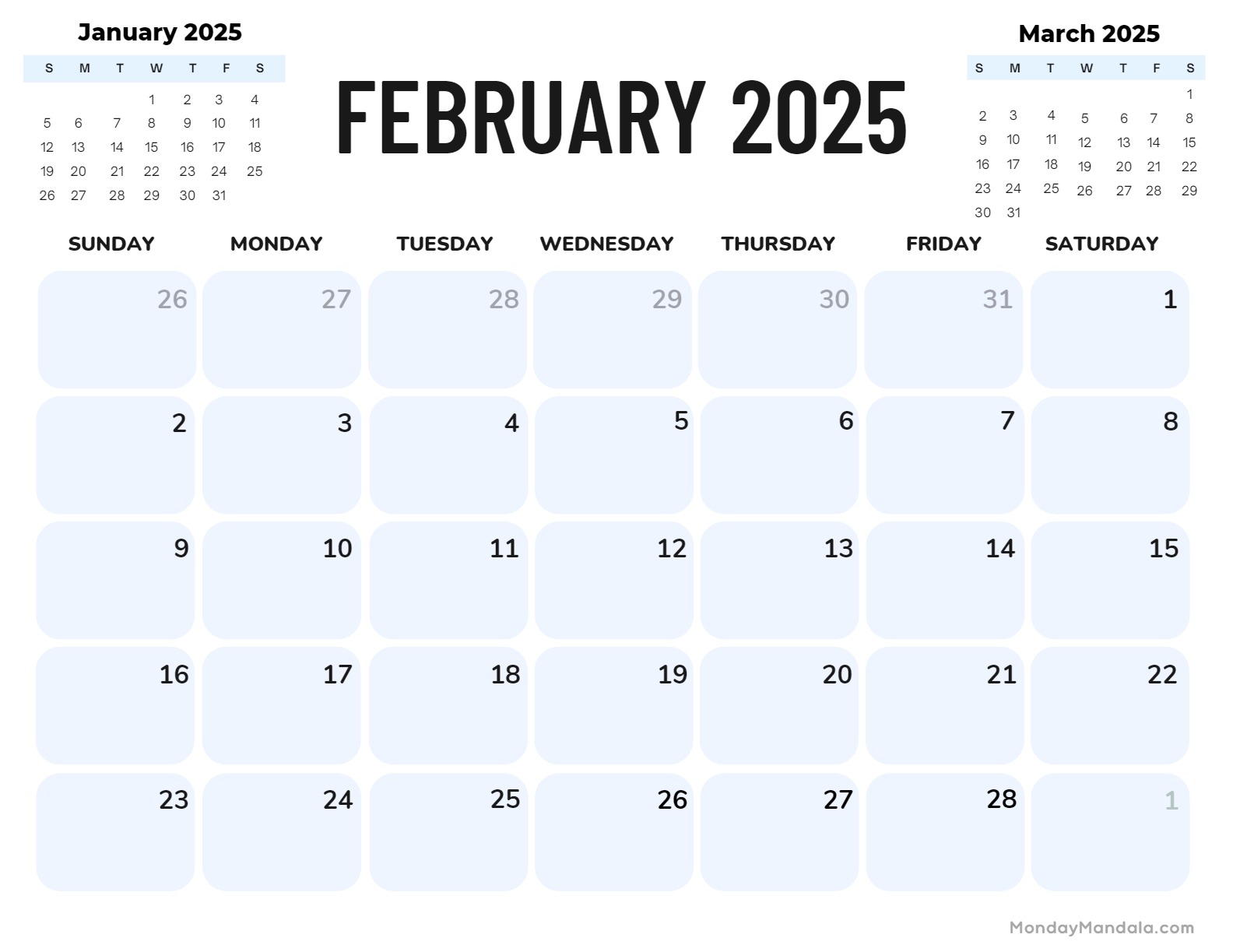 February calendar free pdf printables