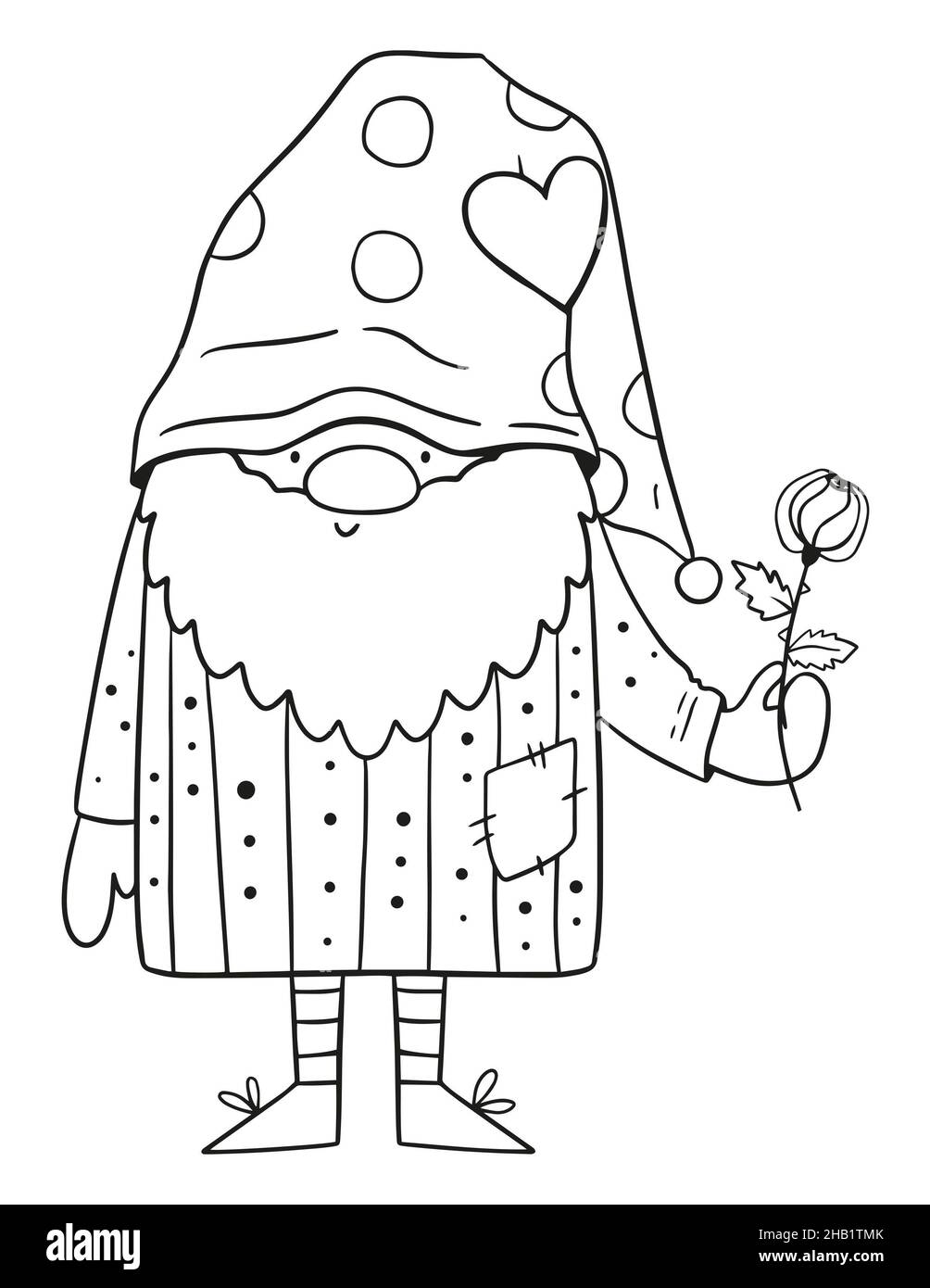 Gnome coloring page valentines day illustration for coloring book stock photo