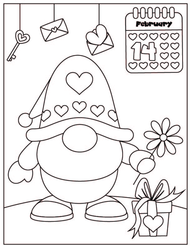 Valentines day gnome coloring pages free printable fairy garden diy