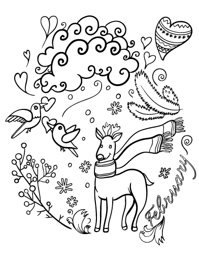 Free february coloring page