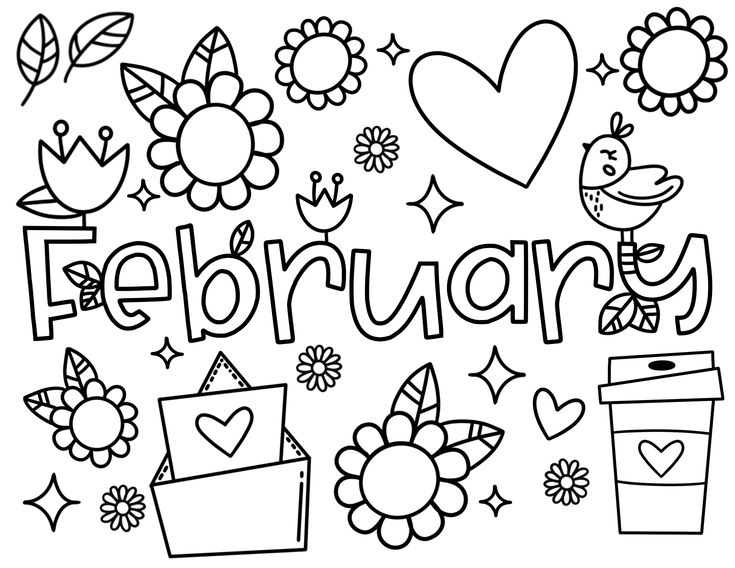 February coloring page febrero hoja para colorear valentine coloring pages coloring pages for kids free thanksgiving coloring pages