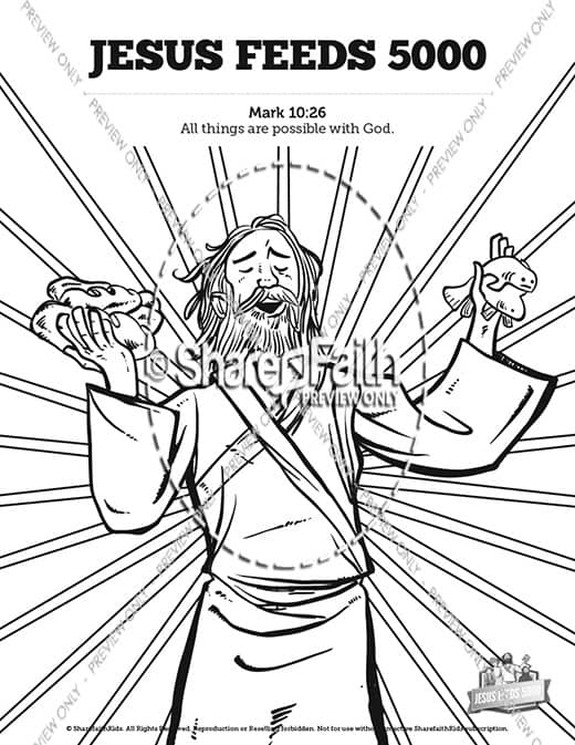 Jesus feeds sunday school coloring pages â