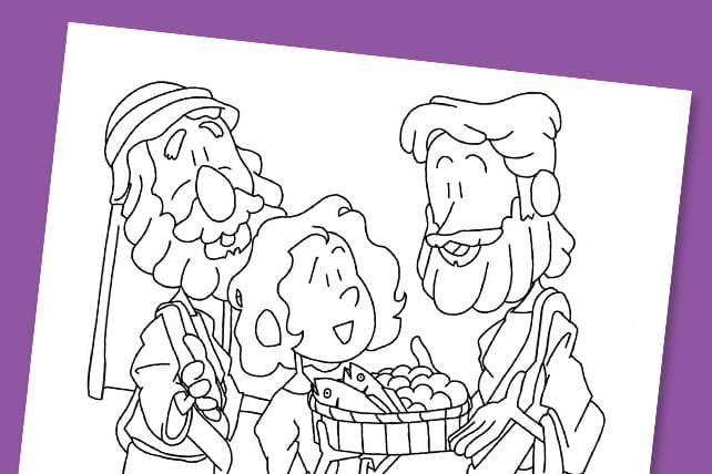 Free printable jesus feeds coloring page