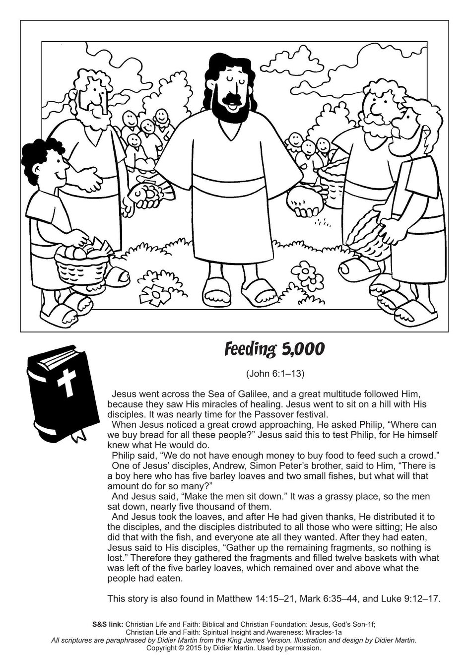 Coloring page miracles in the bible feeding my wonder studio