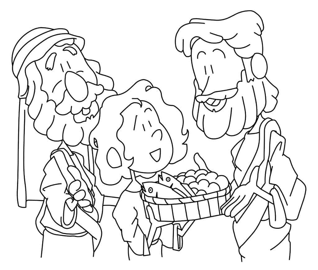 Jesus feeds coloring page