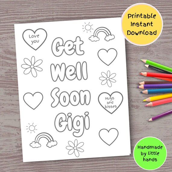 Get well soon gigi coloring page for kids diy get well soon card feel better rainbow gift for gigi from grandkids grandson granddaughter instant download