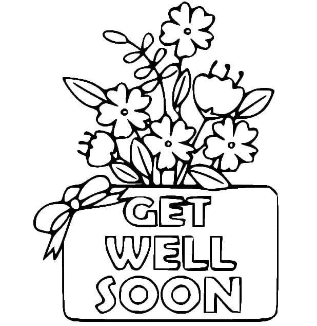 Get well soon flowers coloring page