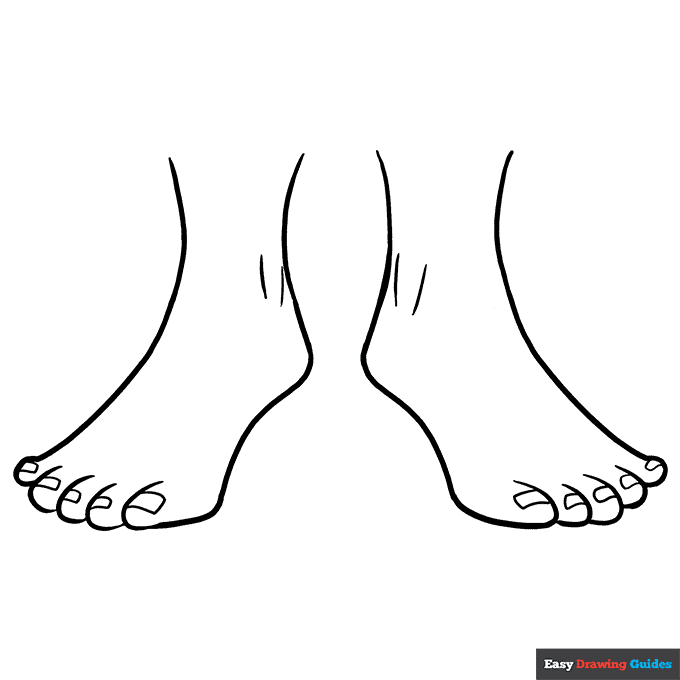 Feet coloring page easy drawing guides