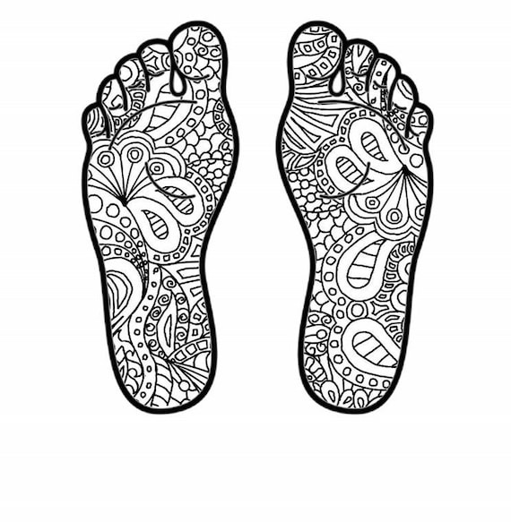 Zentangle feet pdf coloring page