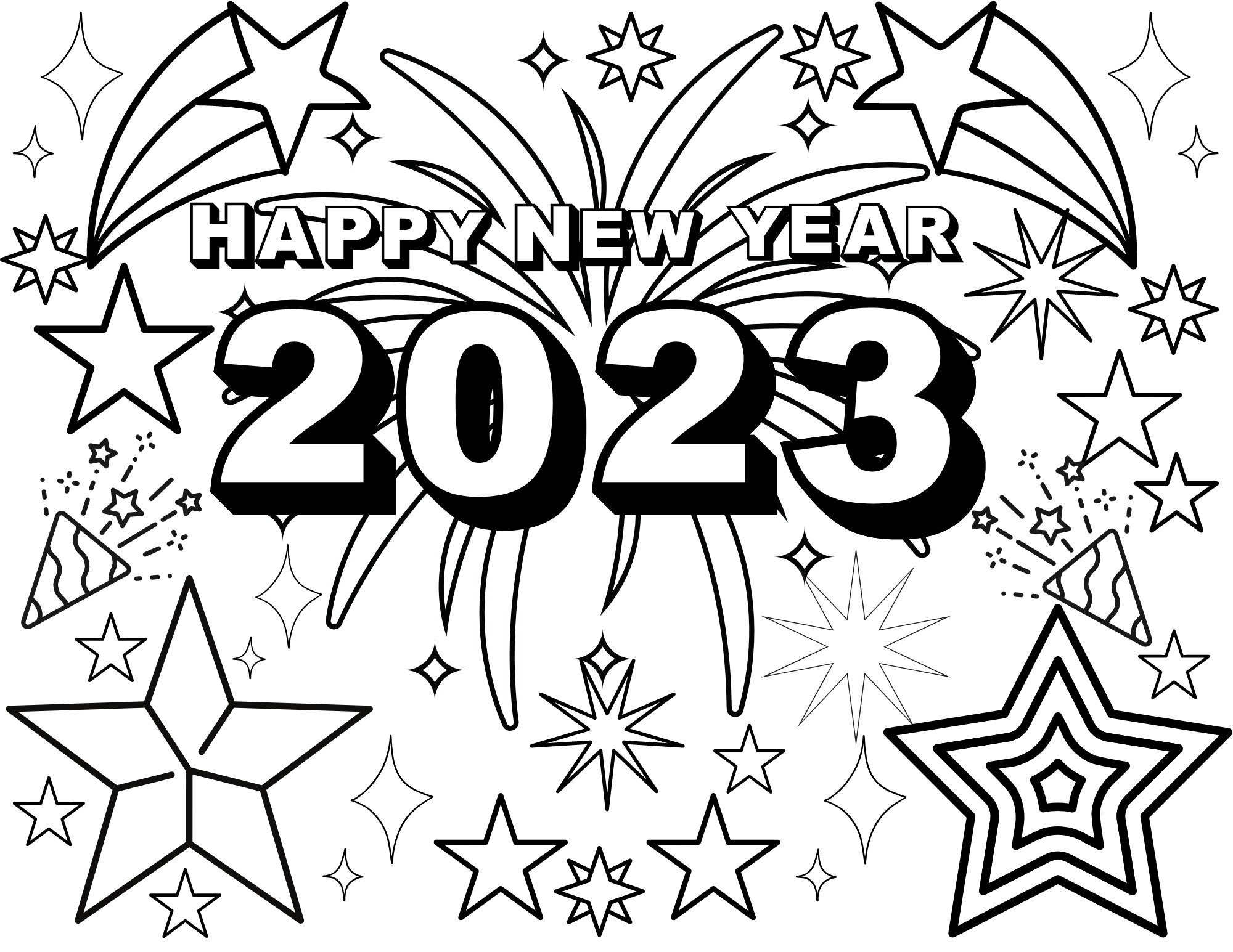 Happy new year coloring sheet