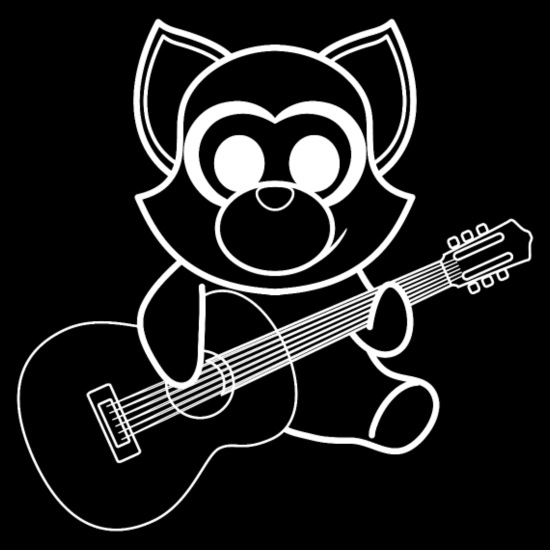 A cute illustration of a racoon playing guitar at baby bib