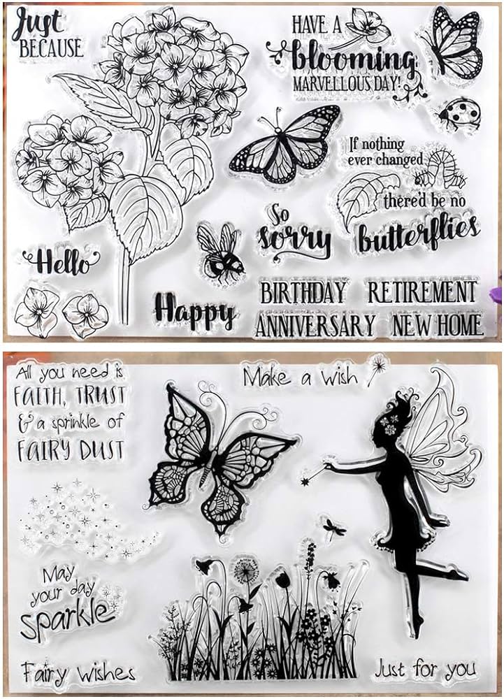 Kwan crafts folhas estilo diferente feliz aniversãrio borboleta flores fadas desejos carimbos transparentes para decoraãão de cartãµes e scrapbook diy