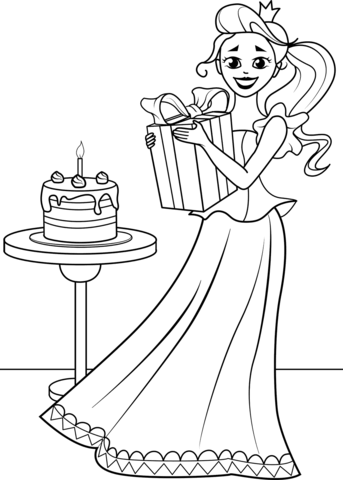 Happy birthday princess coloring page free printable coloring pages