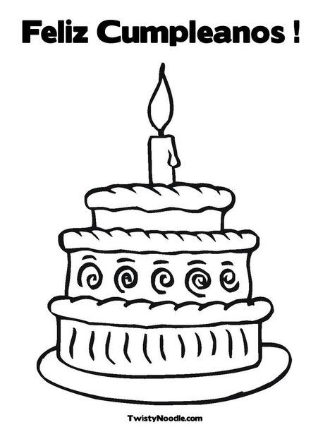 Layered cake coloring page from twistynoodle happy birthday coloring pages birthday coloring pages happy birthday grandpa