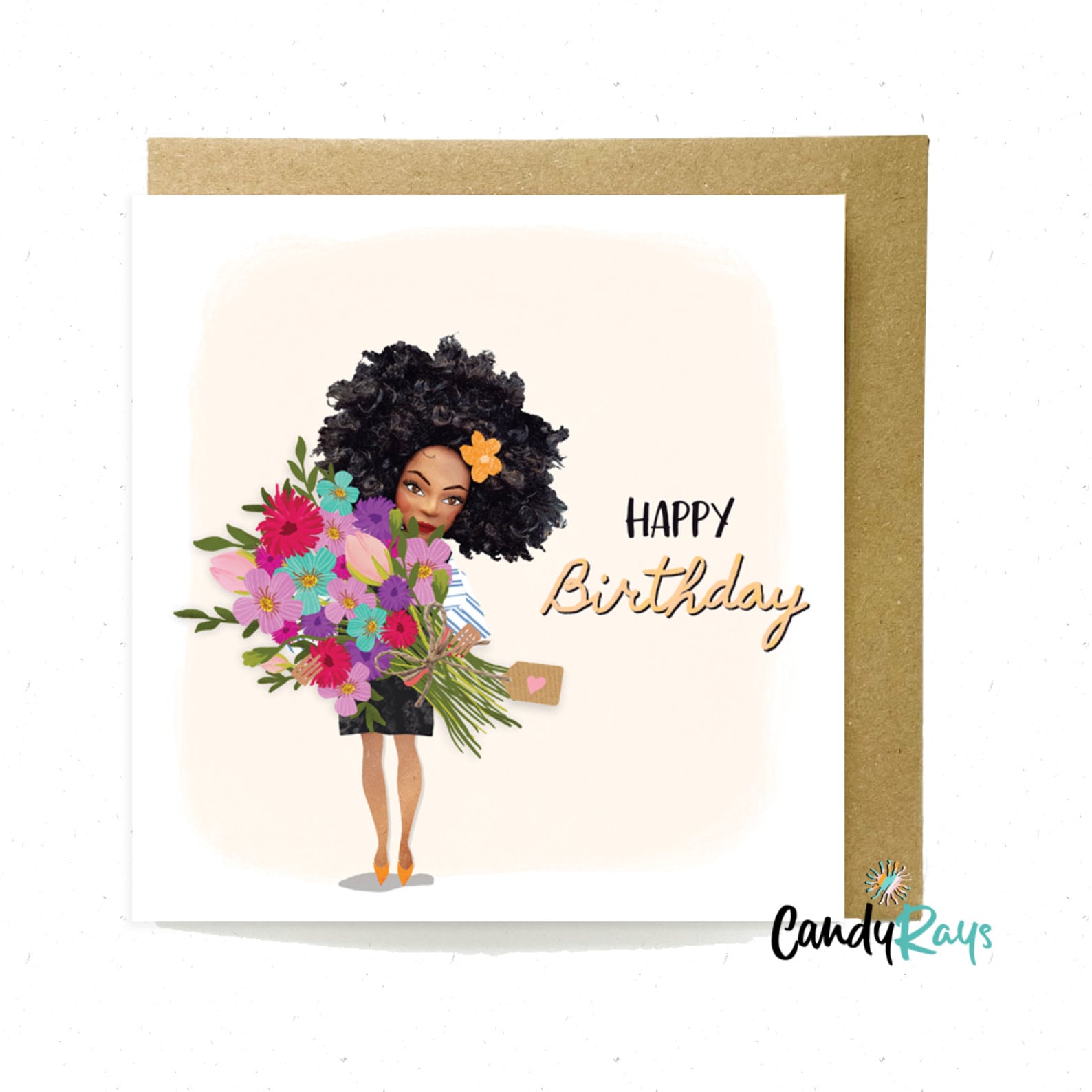 Flower girl card happy birthday curly hair black girl birthday card black owned shops