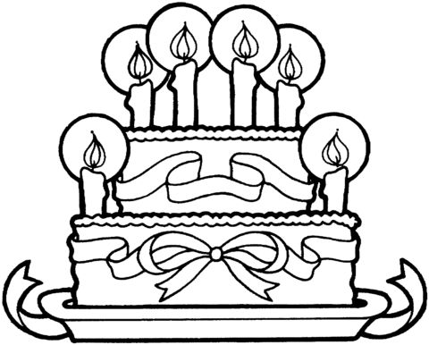 Birthday cake with ribbons coloring page free printable coloring pages birthday coloring pages coloring pages halloween coloring book