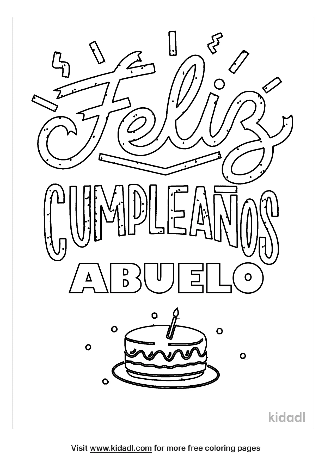 Free feliz cumpleanos abuelo coloring page coloring page printables