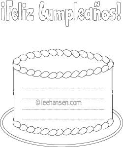 Feliz cumpleanos cake shape writing paper with lines