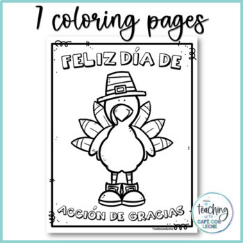 Thanksgiving coloring activity in spanish