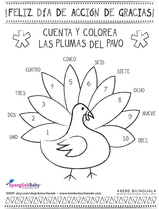 Festive thanksgiving coloring sheet in spanish printable