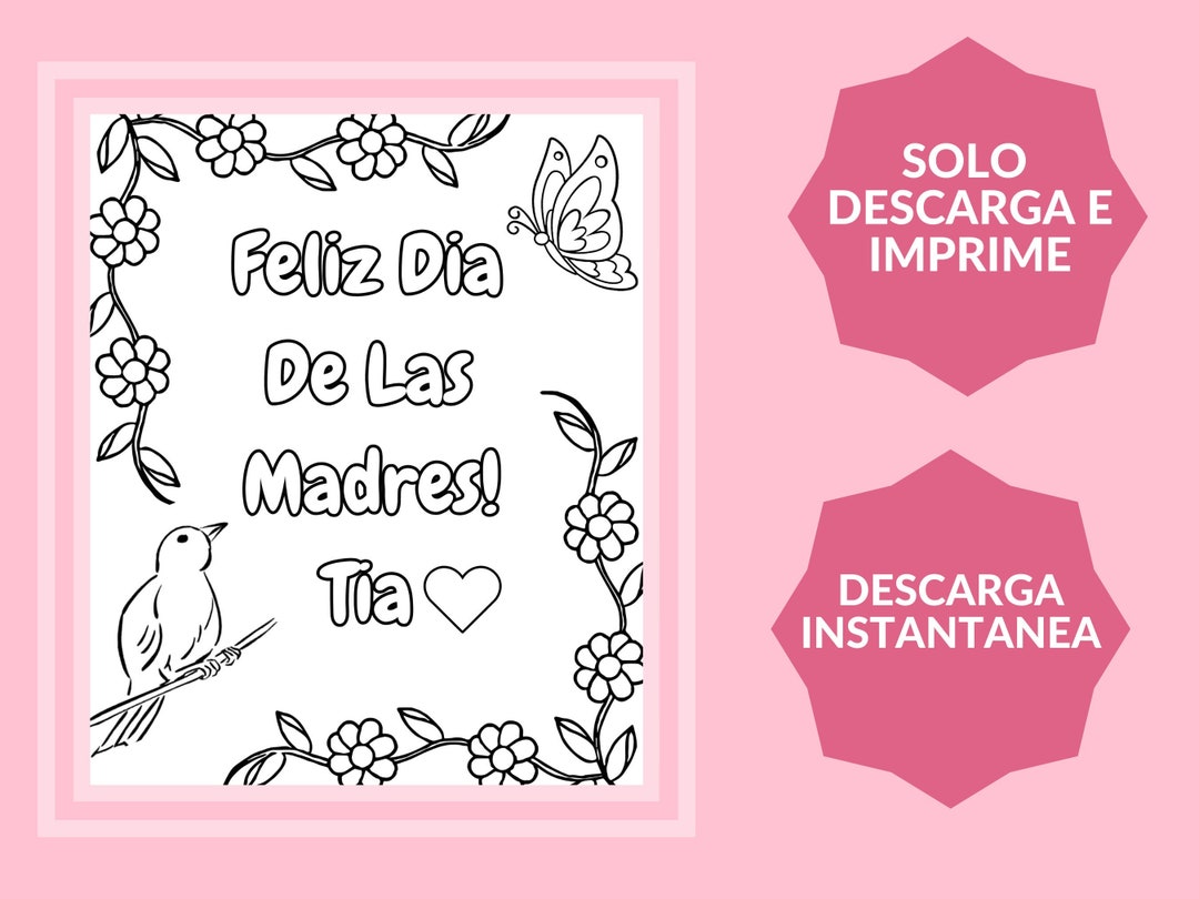 Feliz dia de las madres tia auntie mothers day printable kids coloring printable page printable coloring in spanish