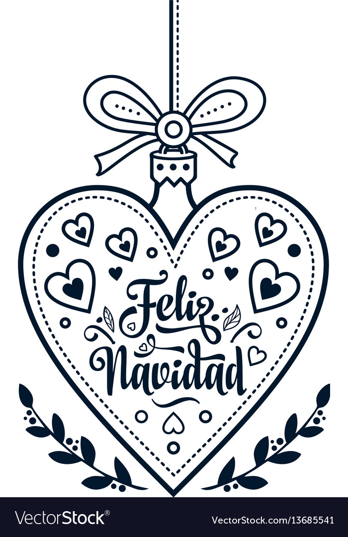 Feliz navidad xmas card on spanish language warm vector image