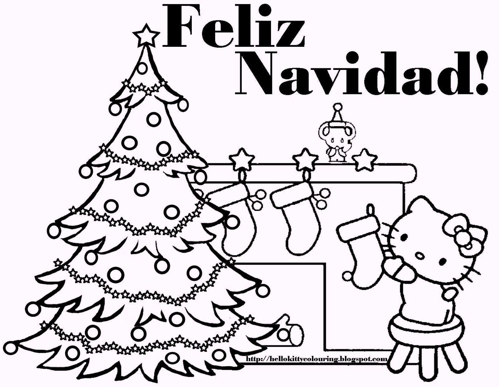 Feliz navidad coloring pages pleted with lyrics hello kitty colouring pages hello kitty coloring christmas tree coloring page