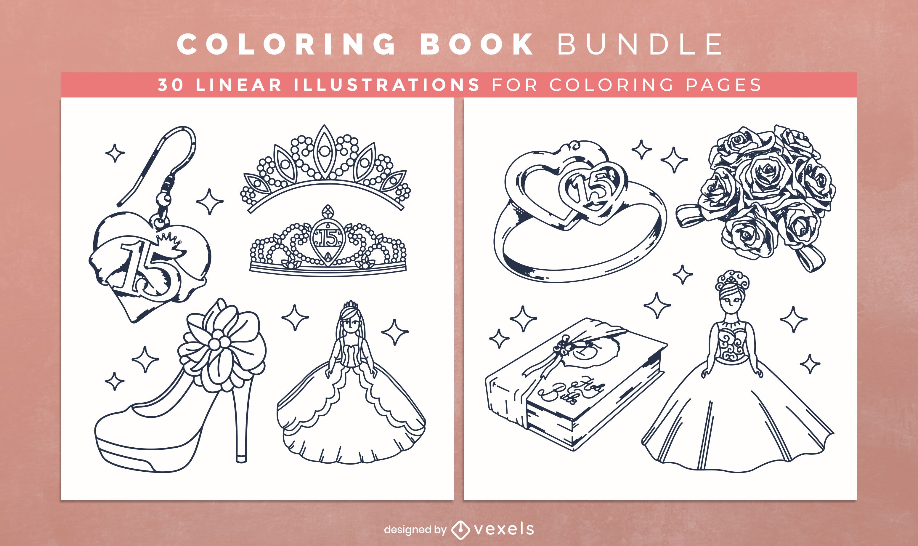 Quinceanera princess coloring book pages design coloring books designs coloring books coloring book pages